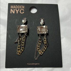 NWT Madden NYC Gold and Silver Cascading Chain Earrings